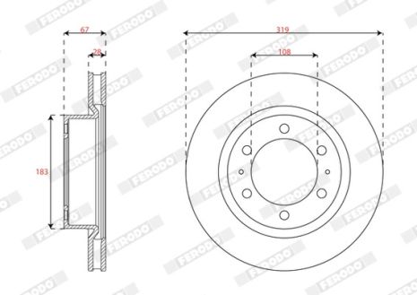 Диск тормозной TOYOTA HILUX, FERODO (DDF3082C) Диск тормозной TOYOTA HILUX, FERODO (DDF3082C)