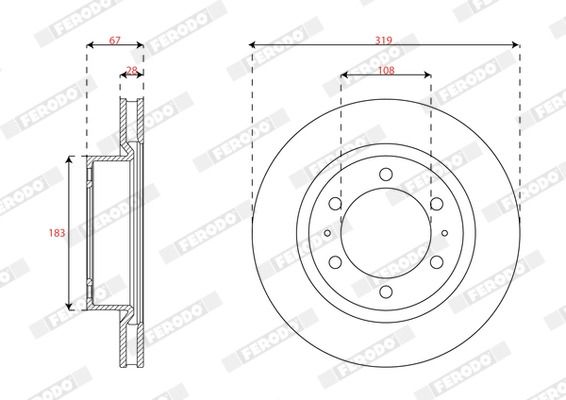 Диск тормозной TOYOTA HILUX, FERODO (DDF3082C) Диск тормозной TOYOTA HILUX, FERODO (DDF3082C)