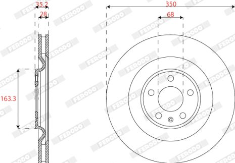 Диск тормозной VW TOUAREG, AUDI A7, FERODO (DDF2661C)