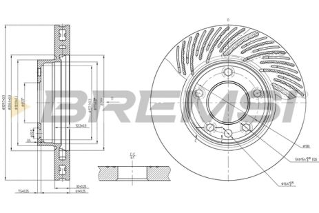 Диск тормозной VW TOUAREG, PORSCHE CAYENNE, BREMSI (CD7591VRD)