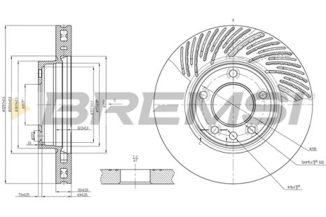 Диск тормозной VW TOUAREG, PORSCHE CAYENNE, BREMSI (CD7591VRD)
