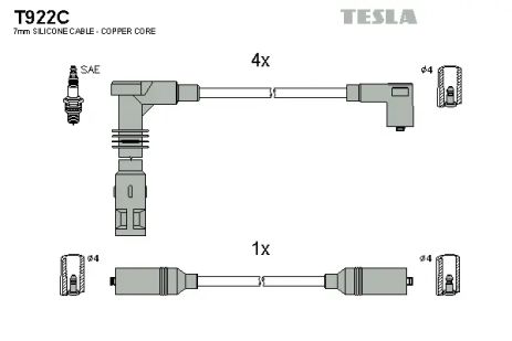 Комплект проводов зажигания, VW PASSAT, TESLA (T922C)