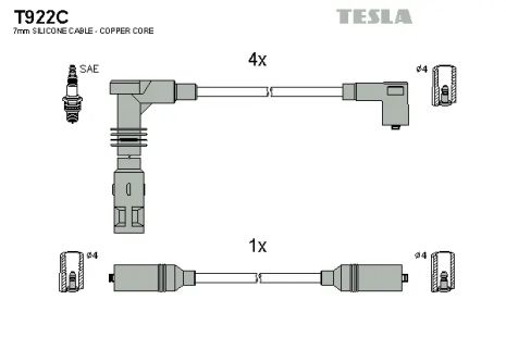 Комплект проводов зажигания, VW PASSAT, TESLA (T922C)
