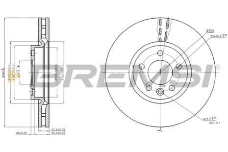 Диск тормозной VW TRANSPORTER, BREMSI (CD8182V)