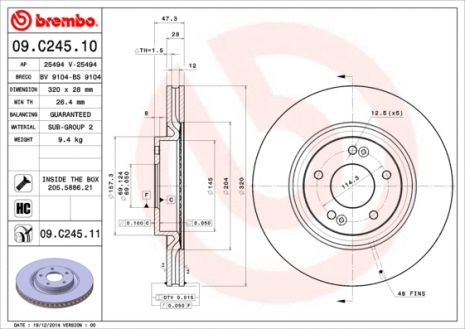 Диск тормозной KIA (DYK), HYUNDAI (BEIJING), BREMBO (09C24511) Диск тормозной KIA (DYK), HYUNDAI (BEIJING), BREMBO (09C24511)