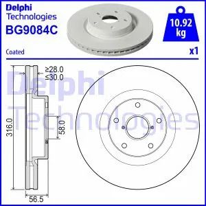 Диск тормозной SUBARU OUTBACK, DELPHI (BG9084C) Диск тормозной SUBARU OUTBACK, DELPHI (BG9084C)