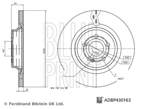 Диск гальмівний MERCEDES-BENZ GLE, BLUE PRINT (ADBP430163)