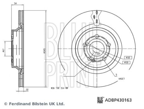 Диск гальмівний MERCEDES-BENZ GLE, BLUE PRINT (ADBP430163) Диск гальмівний MERCEDES-BENZ GLE, BLUE PRINT (ADBP430163)