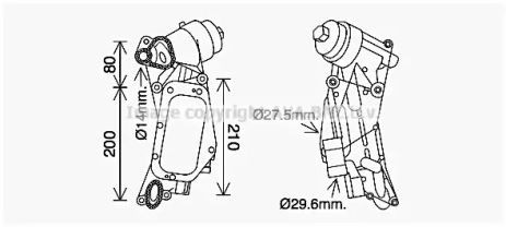масляный радиатор, двигательное масло, SAAB 9-5, CHEVROLET TRAX, AVA COOLING (OL3684H)