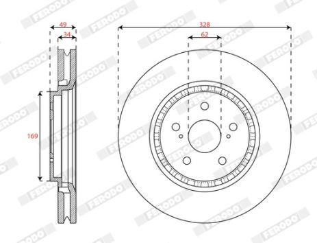 Диск тормозной TOYOTA RAV, LEXUS RX, FERODO (DDF3063C)