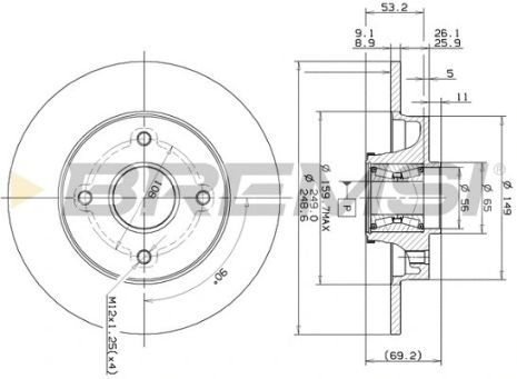 Диск тормозной OPEL CROSSLAND, DS DS, BREMSI (CD7560S)