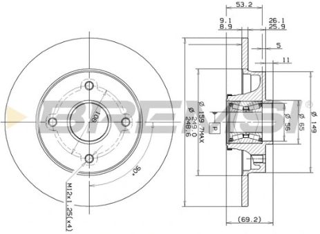 Диск тормозной OPEL CROSSLAND, DS DS, BREMSI (CD7560S)