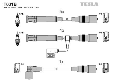 Комплект проводов зажигания, BMW 3, TESLA (T031B)