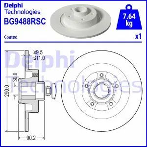 Диск тормозной RENAULT TALISMAN, DELPHI (BG9488RSC)
