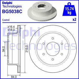 Диск тормозной MITSUBISHI PAJERO, DELPHI (BG5038C) Диск тормозной MITSUBISHI PAJERO, DELPHI (BG5038C)