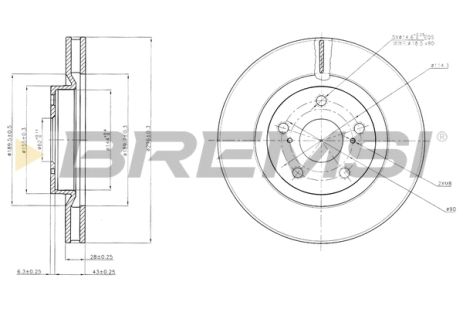 Диск гальмівний LEXUS ES, TOYOTA RAV, BREMSI (CD7646V)
