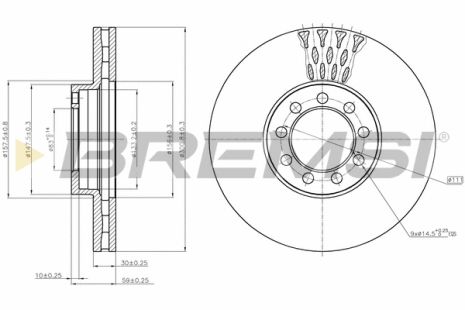 Диск гальмівний IVECO DAILY, BREMSI (CD5329V) Диск гальмівний IVECO DAILY, BREMSI (CD5329V)