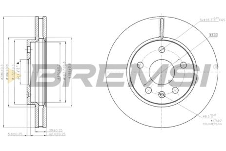 Диск гальмівний CHEVROLET MALIBU, OPEL INSIGNIA, BREMSI (CD7721V)