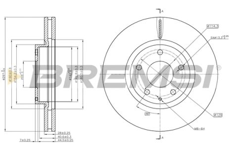 Диск тормозной MAZDA CX-5, BREMSI (CD8463V) Диск тормозной MAZDA CX-5, BREMSI (CD8463V)
