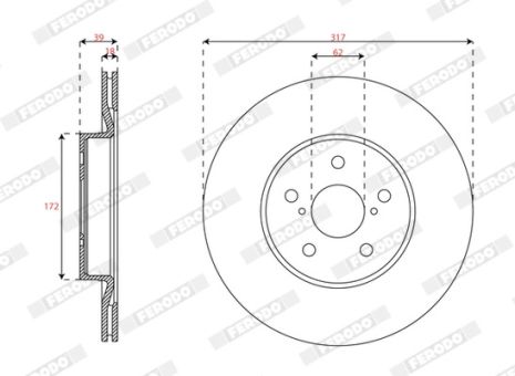Диск тормозной LEXUS UX, TOYOTA RAV, FERODO (DDF3100C)