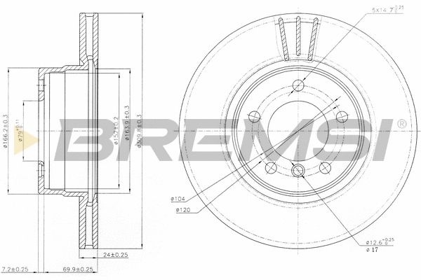 Диск гальмівний BMW 5, BREMSI (CD7241V) Диск гальмівний BMW 5, BREMSI (CD7241V)
