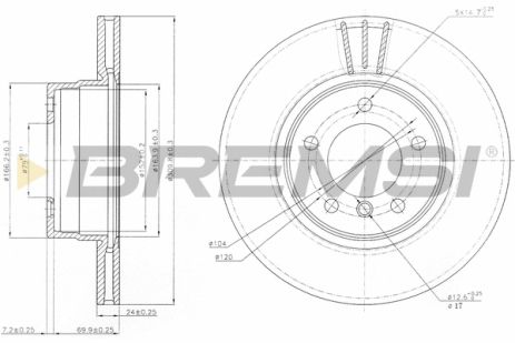 Диск тормозной BMW 5, BREMSI (CD7241V) Диск тормозной BMW 5, BREMSI (CD7241V)