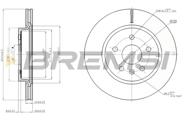 Диск гальмівний CHEVROLET MALIBU, VAUXHALL INSIGNIA, BREMSI (CD7805V) Диск гальмівний CHEVROLET MALIBU, VAUXHALL INSIGNIA, BREMSI (CD7805V)