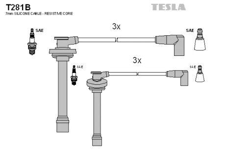 Комплект проводов зажигания, ISUZU TROOPER, OPEL MONTEREY, TESLA (T281B)