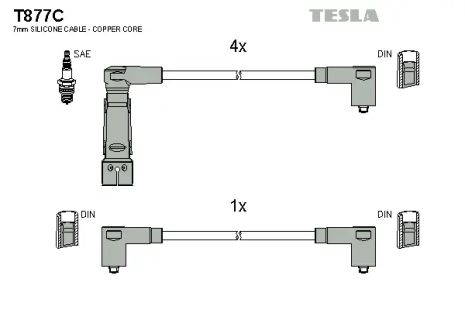 Комплект проводов зажигания, ALFA ROMEO, TESLA (T877C)