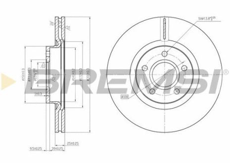 Диск тормозной LAND ROVER, VOLVO V50, BREMSI (CD7225V)