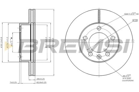 Диск гальмівний NISSAN NV400, RENAULT MASTER, BREMSI (CD7974V) Диск гальмівний NISSAN NV400, RENAULT MASTER, BREMSI (CD7974V)