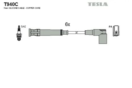 Комплект проводов зажигания, BMW 7, TESLA (T940C)