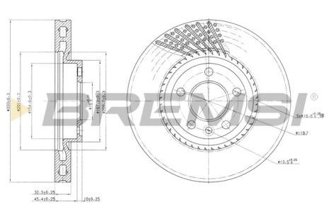 Диск тормозной VW MULTIVAN, BREMSI (CD7254V) Диск тормозной VW MULTIVAN, BREMSI (CD7254V)