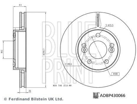 Диск тормозной RENAULT SCÉNIC, BLUE PRINT (ADBP430066)