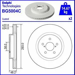 Диск тормозной SUBARU XV, DELPHI (BG5004C) Диск тормозной SUBARU XV, DELPHI (BG5004C)