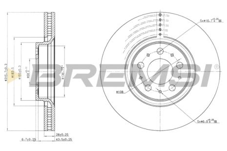 Диск тормозной VOLVO XC90, BREMSI (CD7426V) Диск тормозной VOLVO XC90, BREMSI (CD7426V)