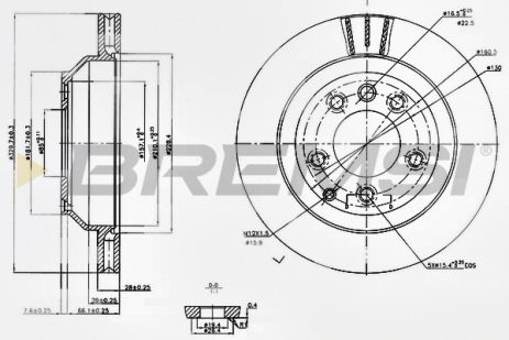 Диск тормозной AUDI Q7, VW TOUAREG, BREMSI (CD7580V)