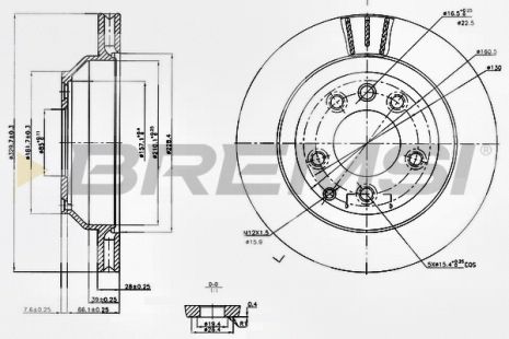 Диск тормозной AUDI Q7, VW TOUAREG, BREMSI (CD7580V) Диск тормозной AUDI Q7, VW TOUAREG, BREMSI (CD7580V)
