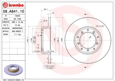 Диск тормозной LAND ROVER, BREMBO (08A84110) Диск тормозной LAND ROVER, BREMBO (08A84110)