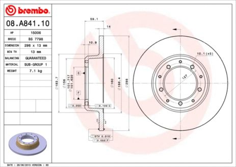 Диск тормозной LAND ROVER, BREMBO (08A84110)