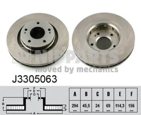 Диск тормозной PEUGEOT 4007, CITROËN C-CROSSER, NIPPARTS (J3305063)