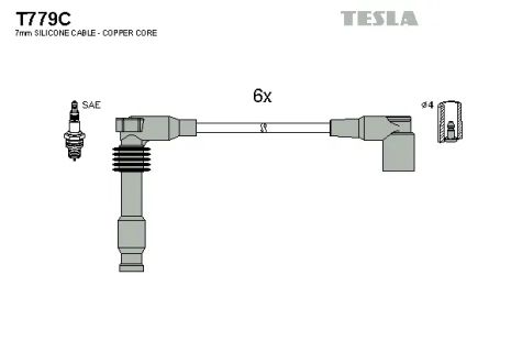 Комплект проводов зажигания, SAAB 9000, TESLA (T779C)