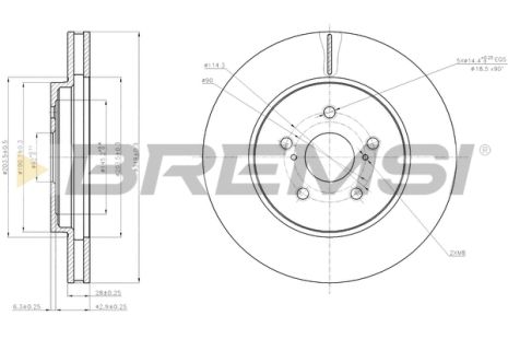 Диск тормозной LEXUS RX, TOYOTA HARRIER, BREMSI (CD7544V)