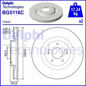 Диск тормозной MITSUBISHI OUTLANDER, DELPHI (BG5116C) Диск тормозной MITSUBISHI OUTLANDER, DELPHI (BG5116C)