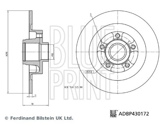 Диск тормозной RENAULT ESPACE, BLUE PRINT (ADBP430172) Диск тормозной RENAULT ESPACE, BLUE PRINT (ADBP430172)