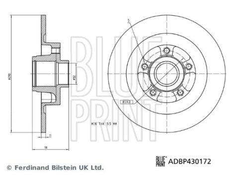 Диск тормозной RENAULT ESPACE, BLUE PRINT (ADBP430172)