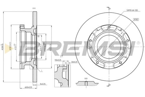 Диск тормозной FORD TRANSIT, BREMSI (CD8472S) Диск тормозной FORD TRANSIT, BREMSI (CD8472S)