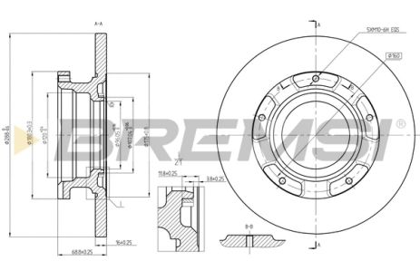 Диск тормозной FORD TRANSIT, BREMSI (CD8472S)