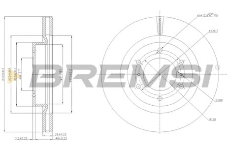 Диск тормозной OPEL INSIGNIA, MITSUBISHI PAJERO, BREMSI (CD7757V)