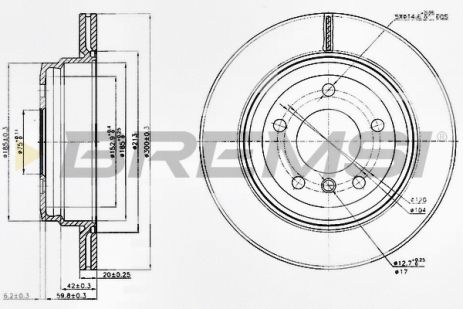 Диск тормозной BMW 3, BREMSI (CD7697V)